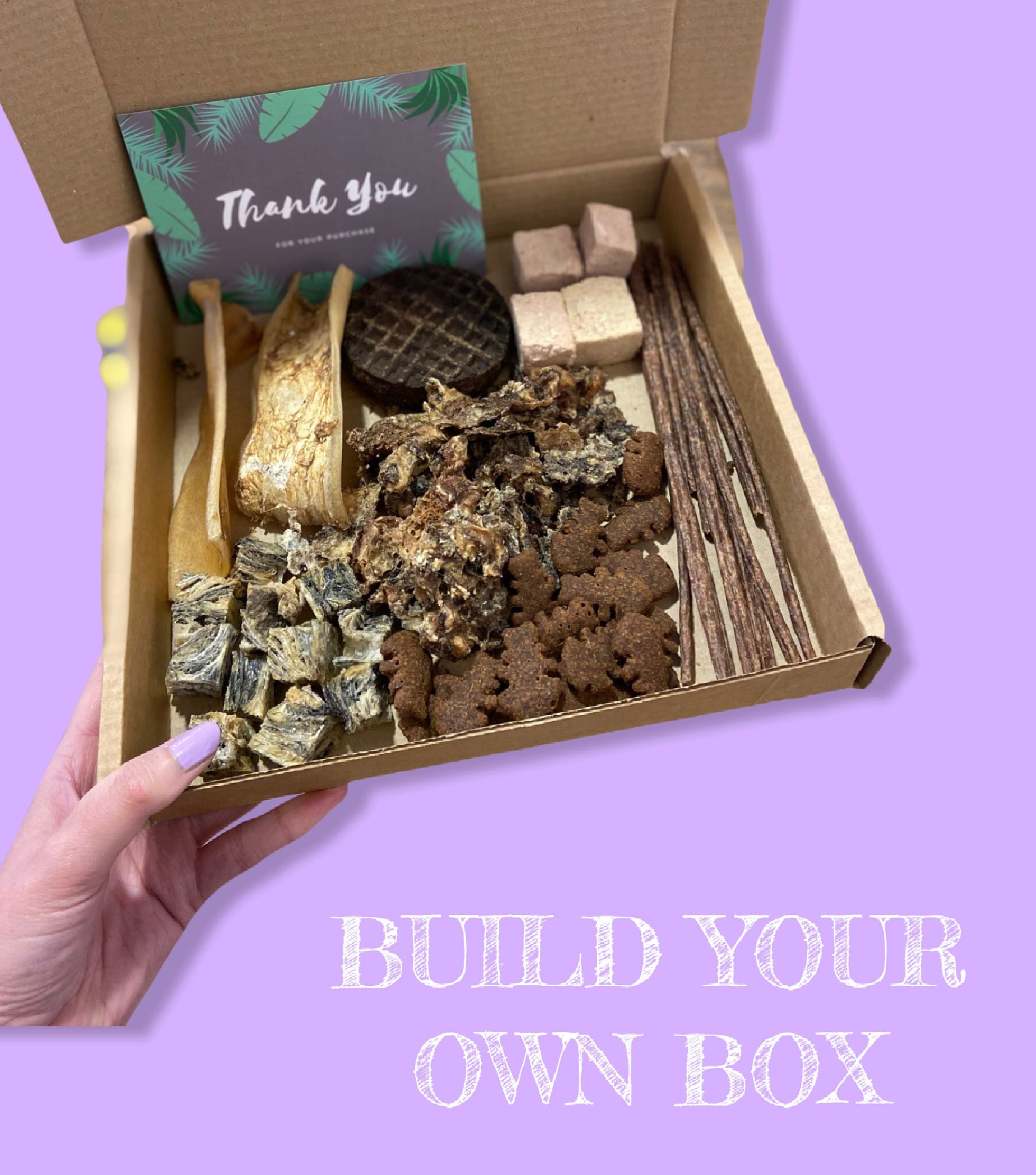 Build a Box - The pick n mix for dogs! Build your own deli box full of all natural dog treats, pick and choose exactly what they like! 100% natural, no nasties, no fillers.