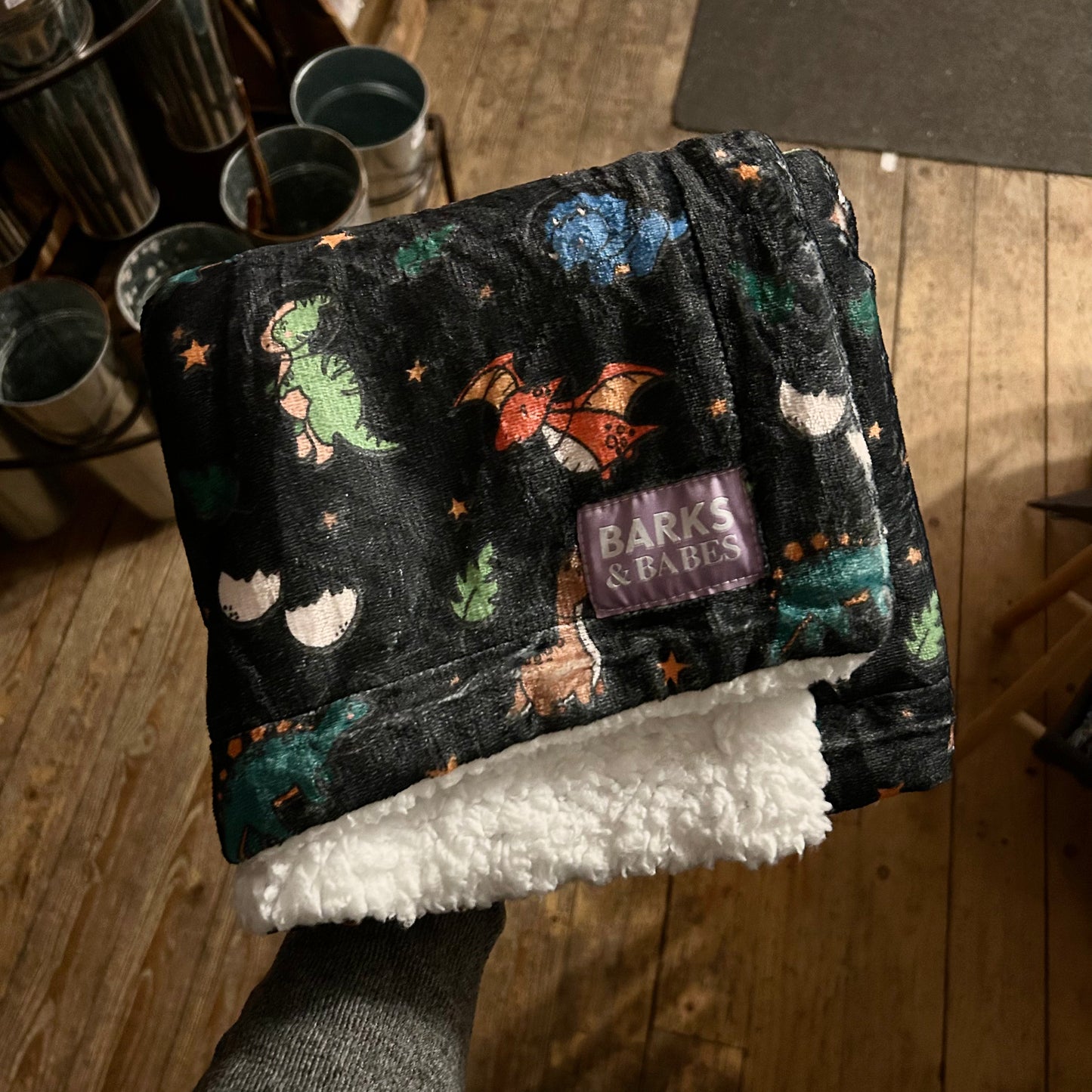 Space Dino Print Plush Blanket