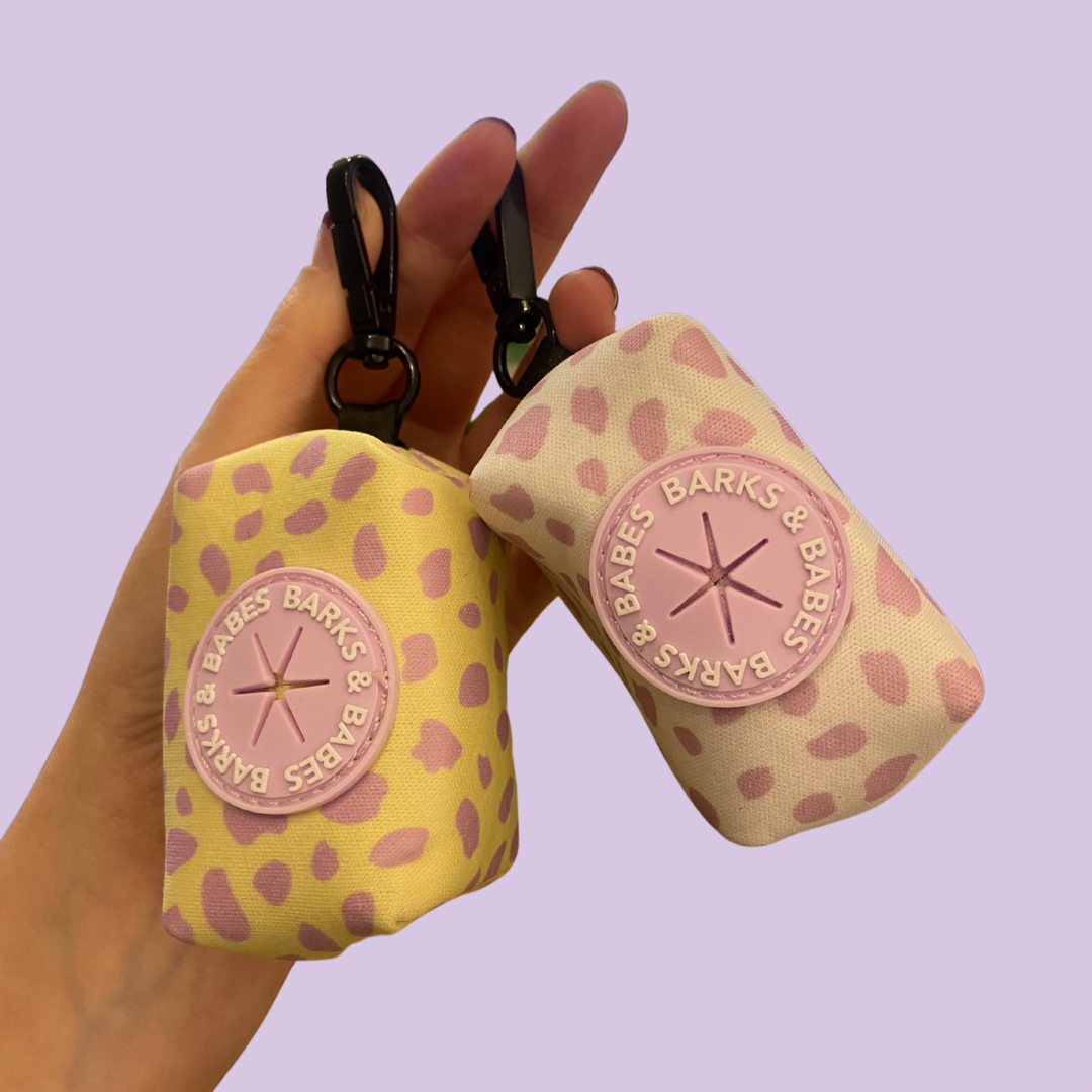 Yellow Dalmatian Print Poop Bag Holder