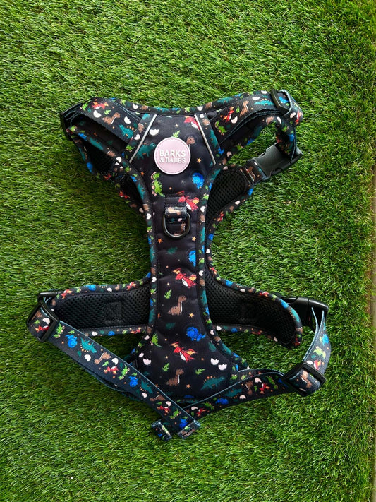 Barks & Babes 3-Click Harness Space Dino