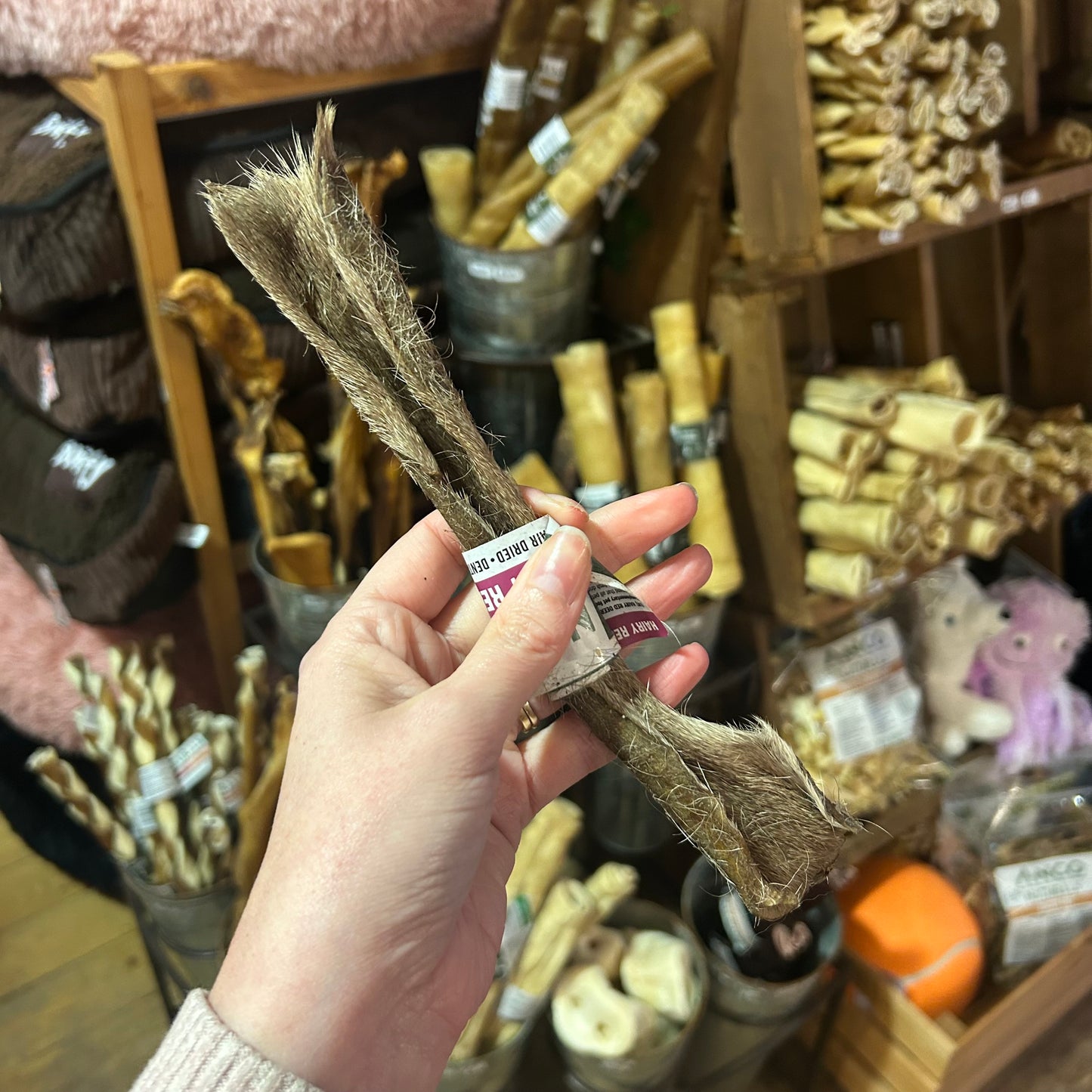 Hairy Red Deer Skin Stick - Natural Dog Treat