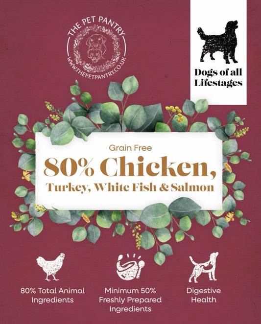 Lucy’s Larder 80% Meat Chicken, Turkey, White Fish & Salmon Grain Free 2kg
