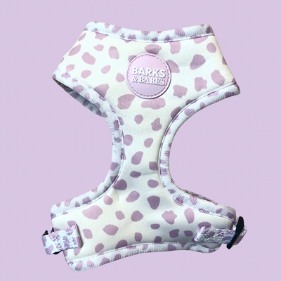 Lilac Dalmatian Print Dog Harness