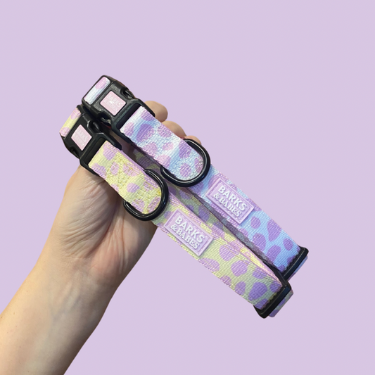 Lilac Dalmatian Print Dog Collar